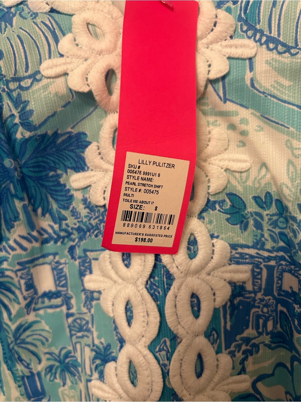 NWT Lilly Pulitzer Pearl Stretch Shift Dress in Toile Me About It - size 8 - Picture 5 of 9